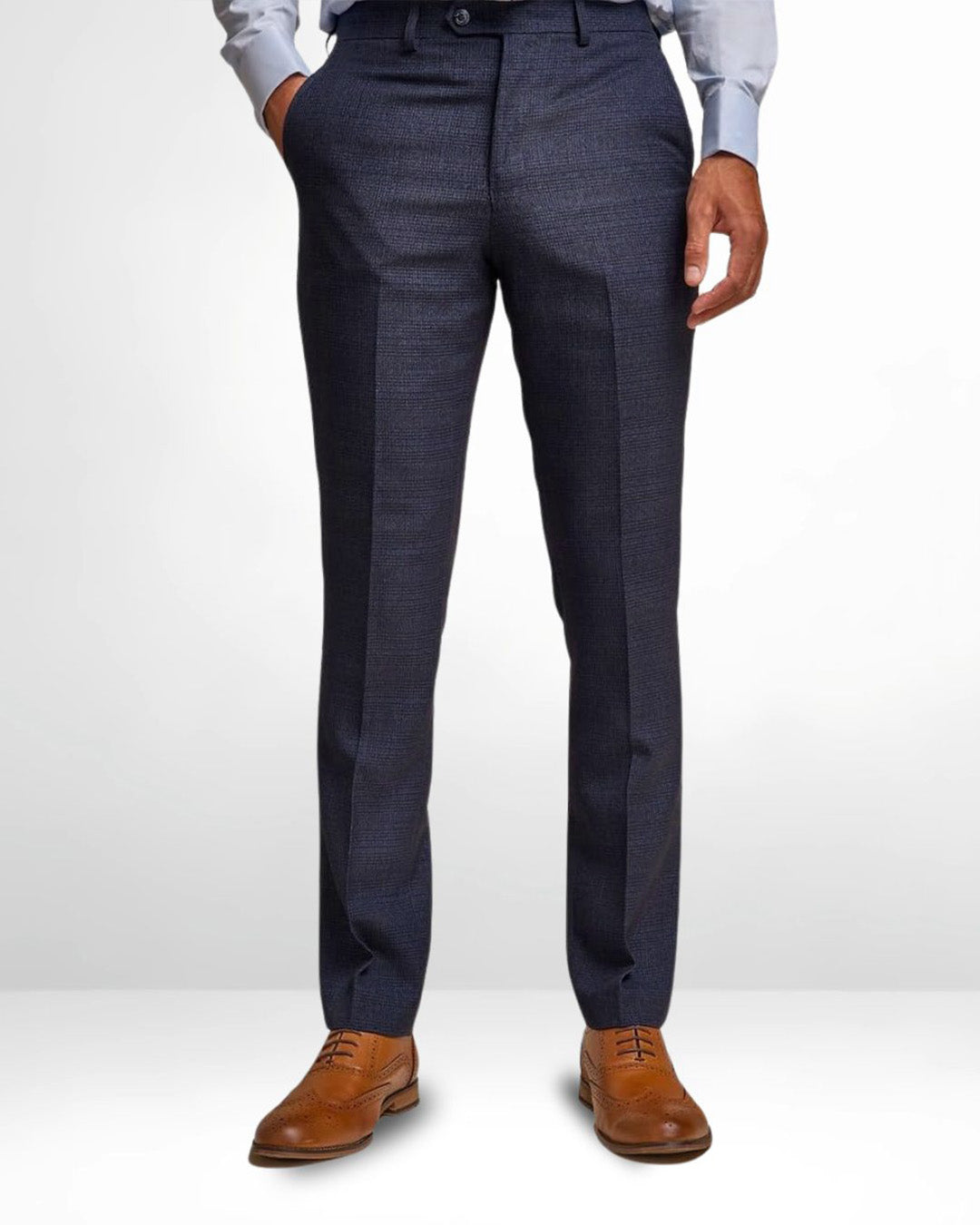 Bodyfuelz Steel Blue Checks Formal Trousers