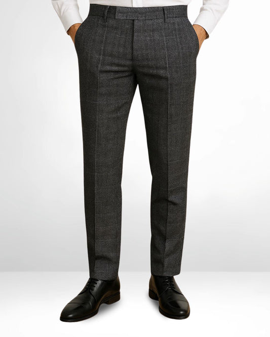 Bodyfuelz Storm Grey Checks Formal Trousers