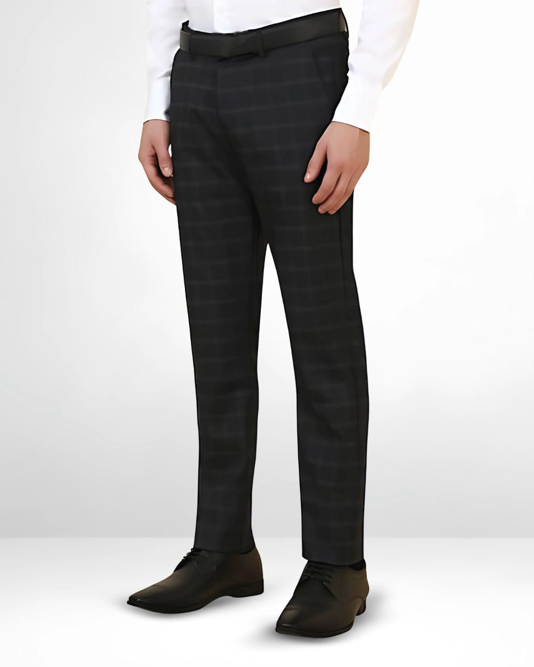 Bodyfuelz Charcoal Grey Checks Formal Trousers