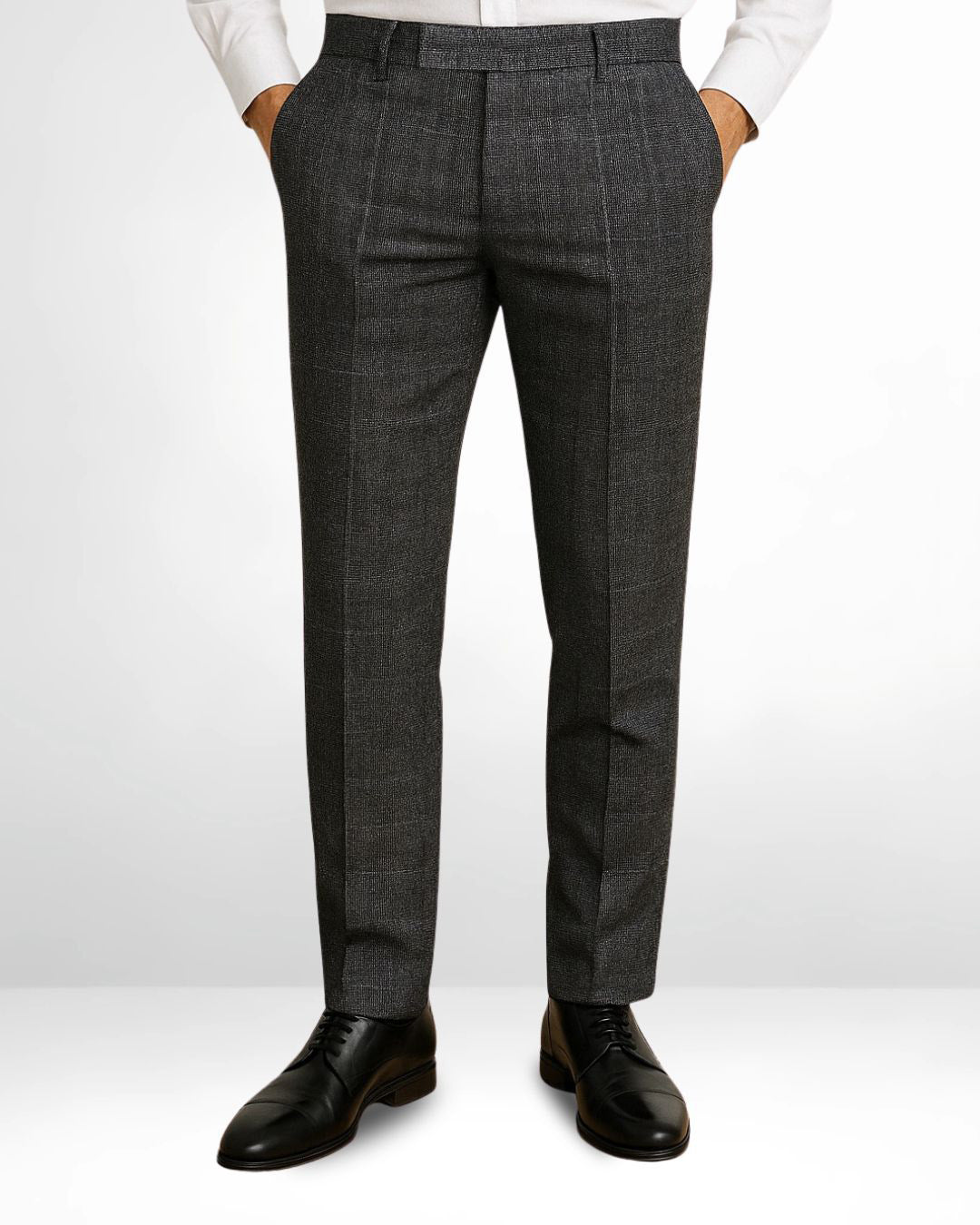 Bodyfuelz Storm Grey Checks Formal Trousers