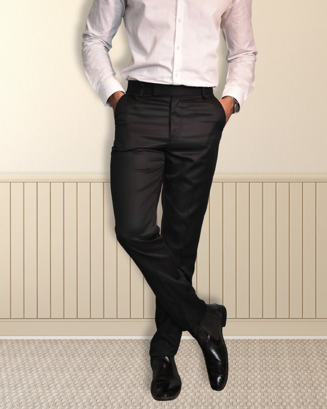 Bodyfuelz Polyester Black Formal Trousers