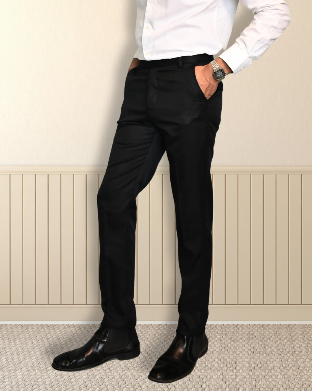 Bodyfuelz Polyester Black Formal Trousers