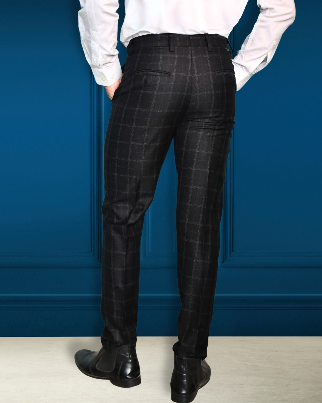 Bodyfuelz Charcoal Grey Checks Formal Trousers