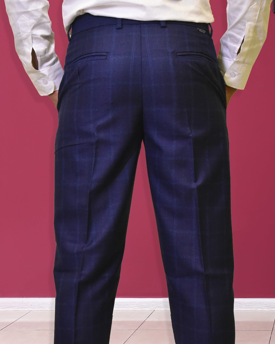 Bodyfuelz Midnight Blue Checks Formal Trousers