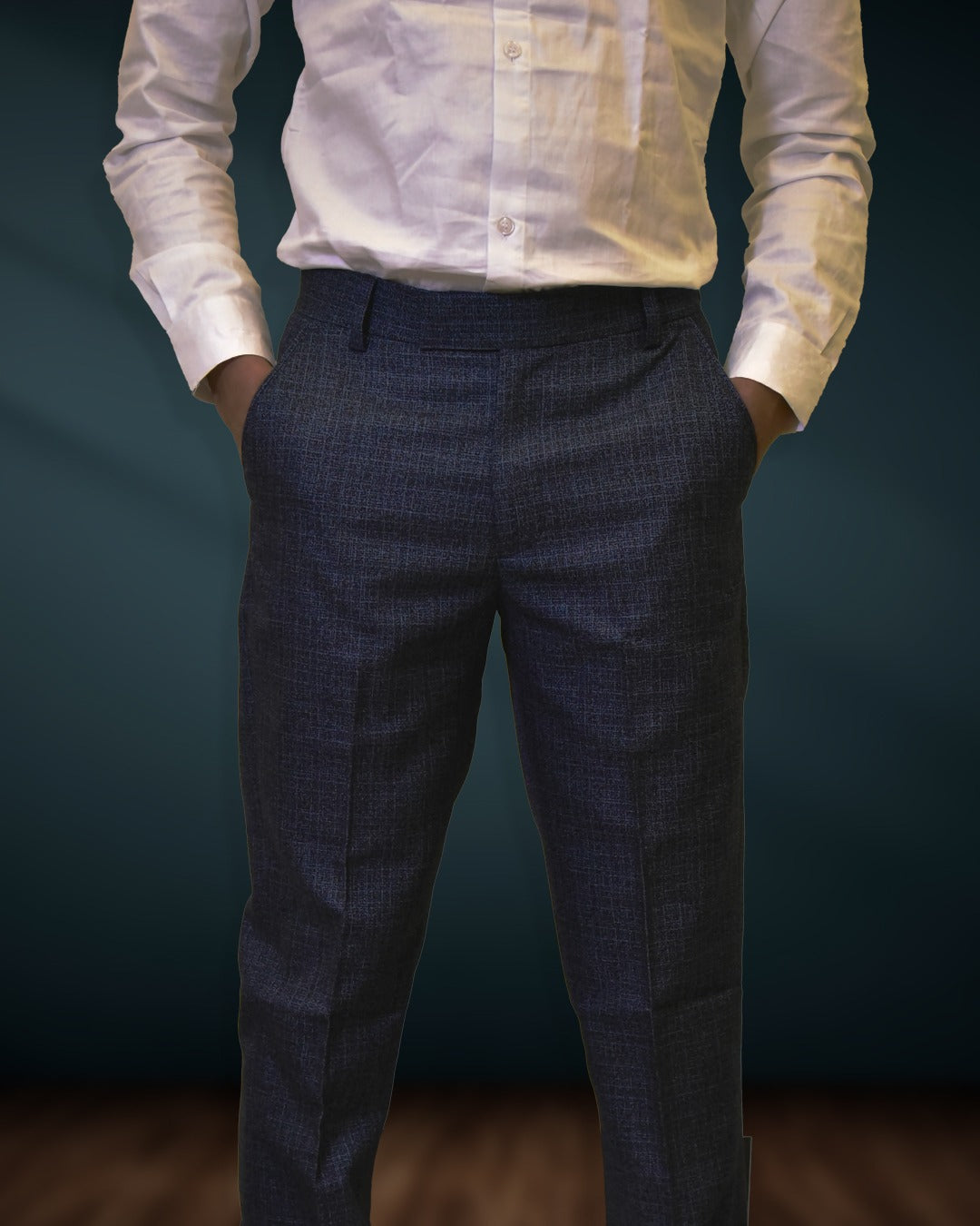 Bodyfuelz Steel Blue Checks Formal Trousers