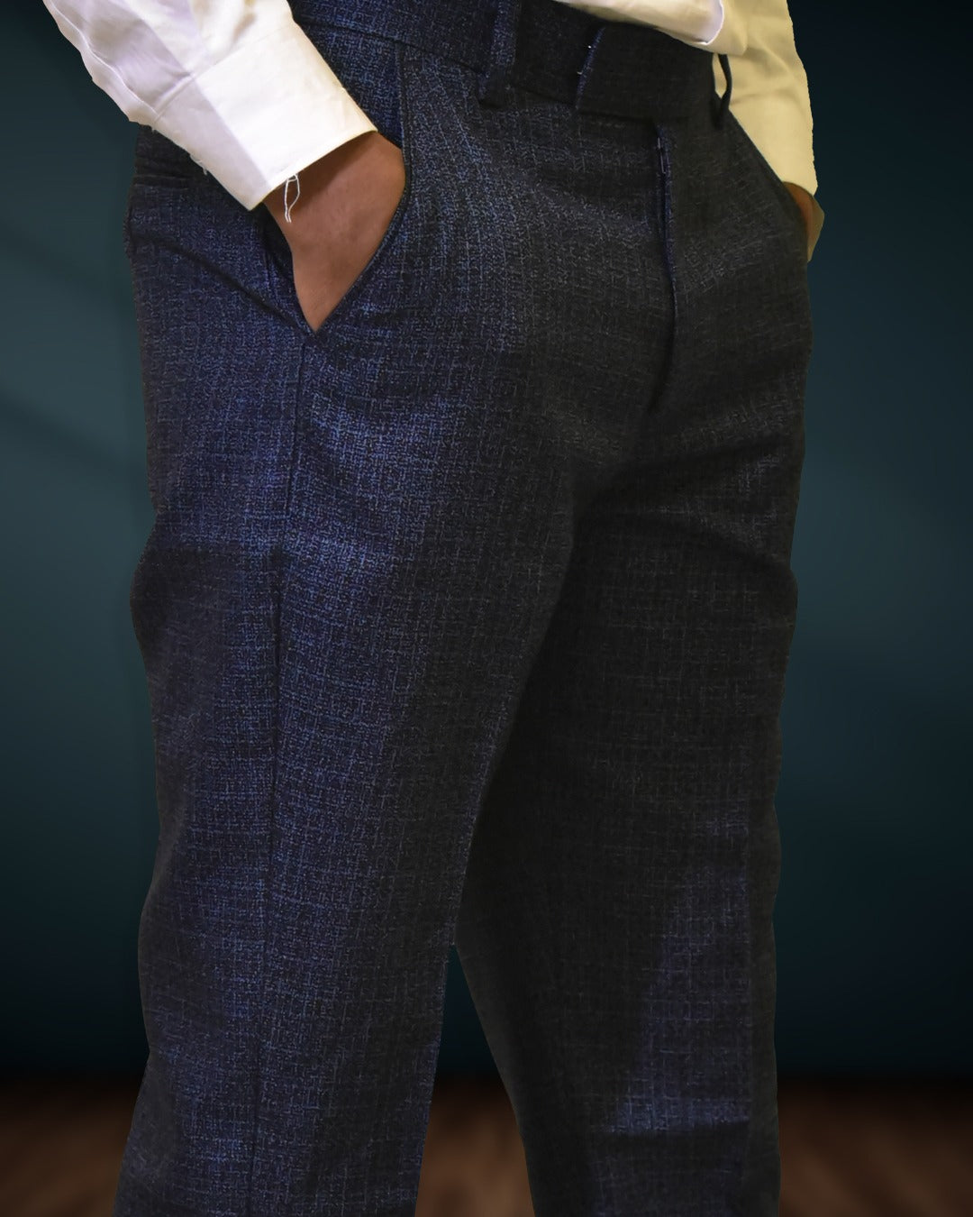 Bodyfuelz Steel Blue Checks Formal Trousers