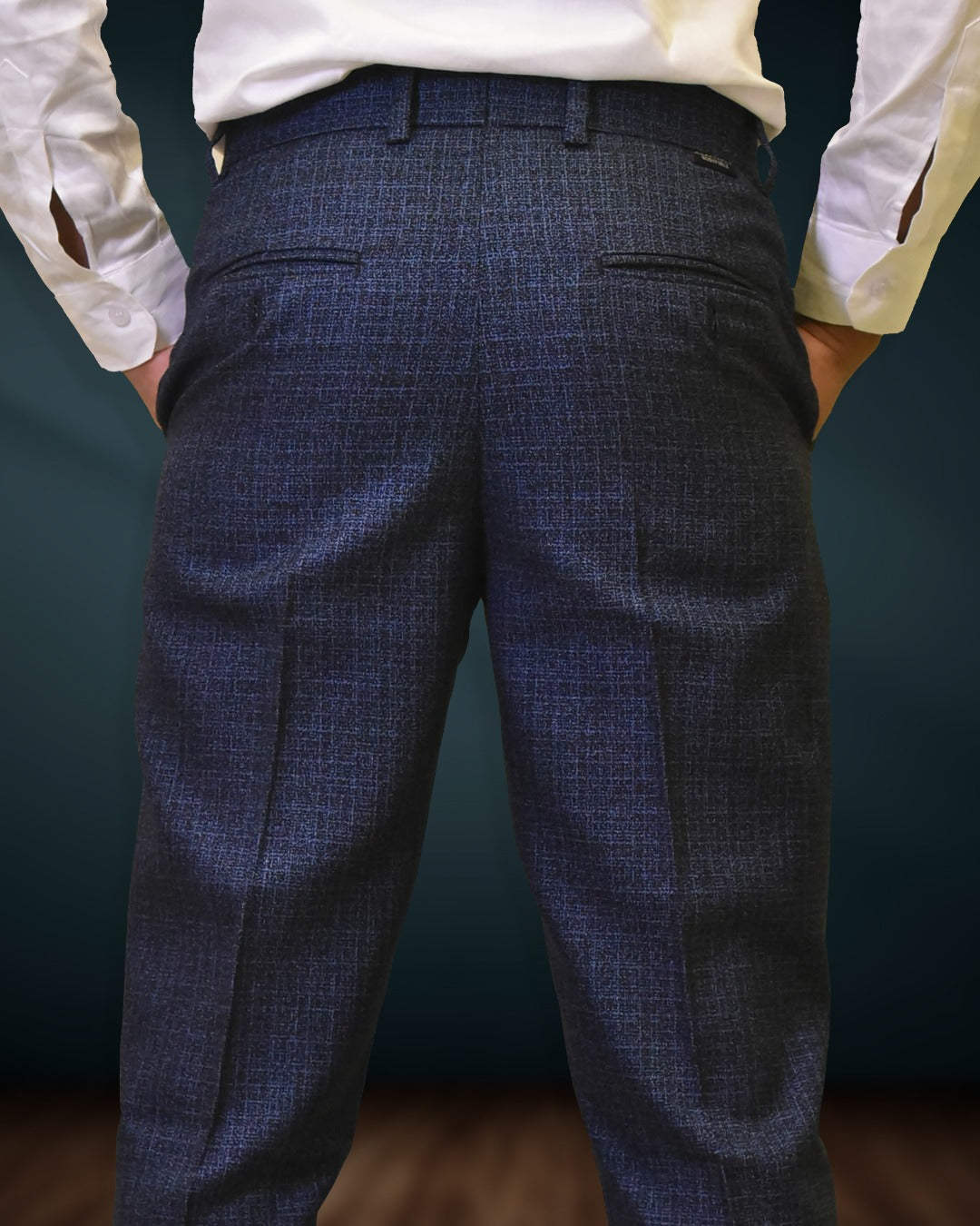 Bodyfuelz Steel Blue Checks Formal Trousers