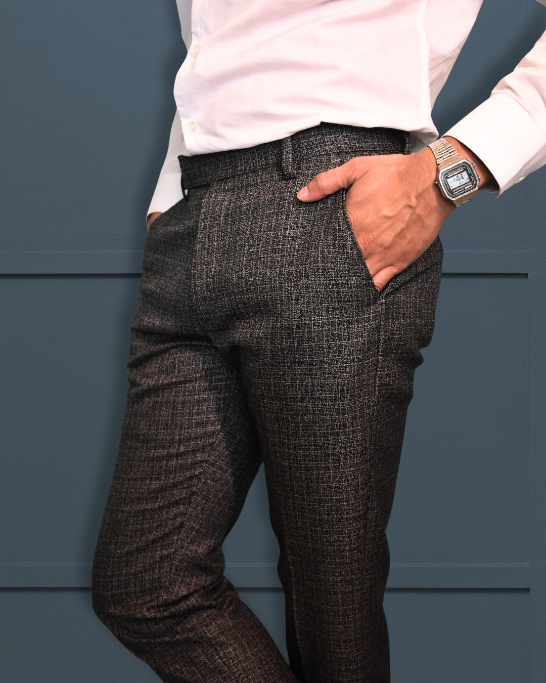 Bodyfuelz Storm Grey Checks Formal Trousers