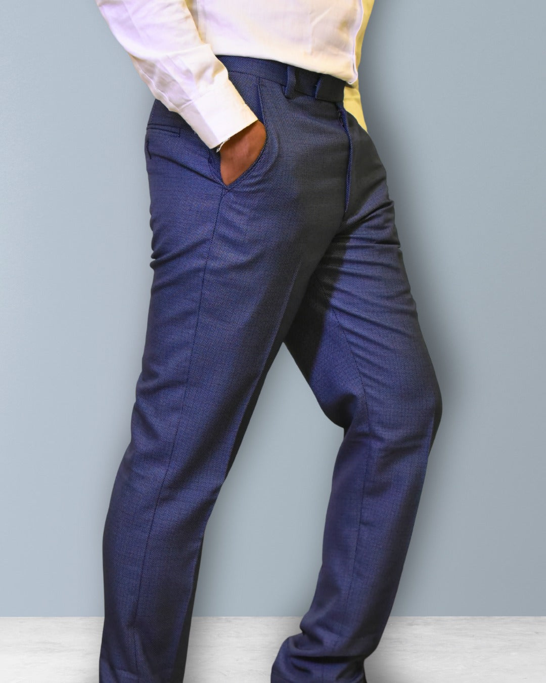 Bodyfuelz Steel Blue dotted Checks Formal Trousers