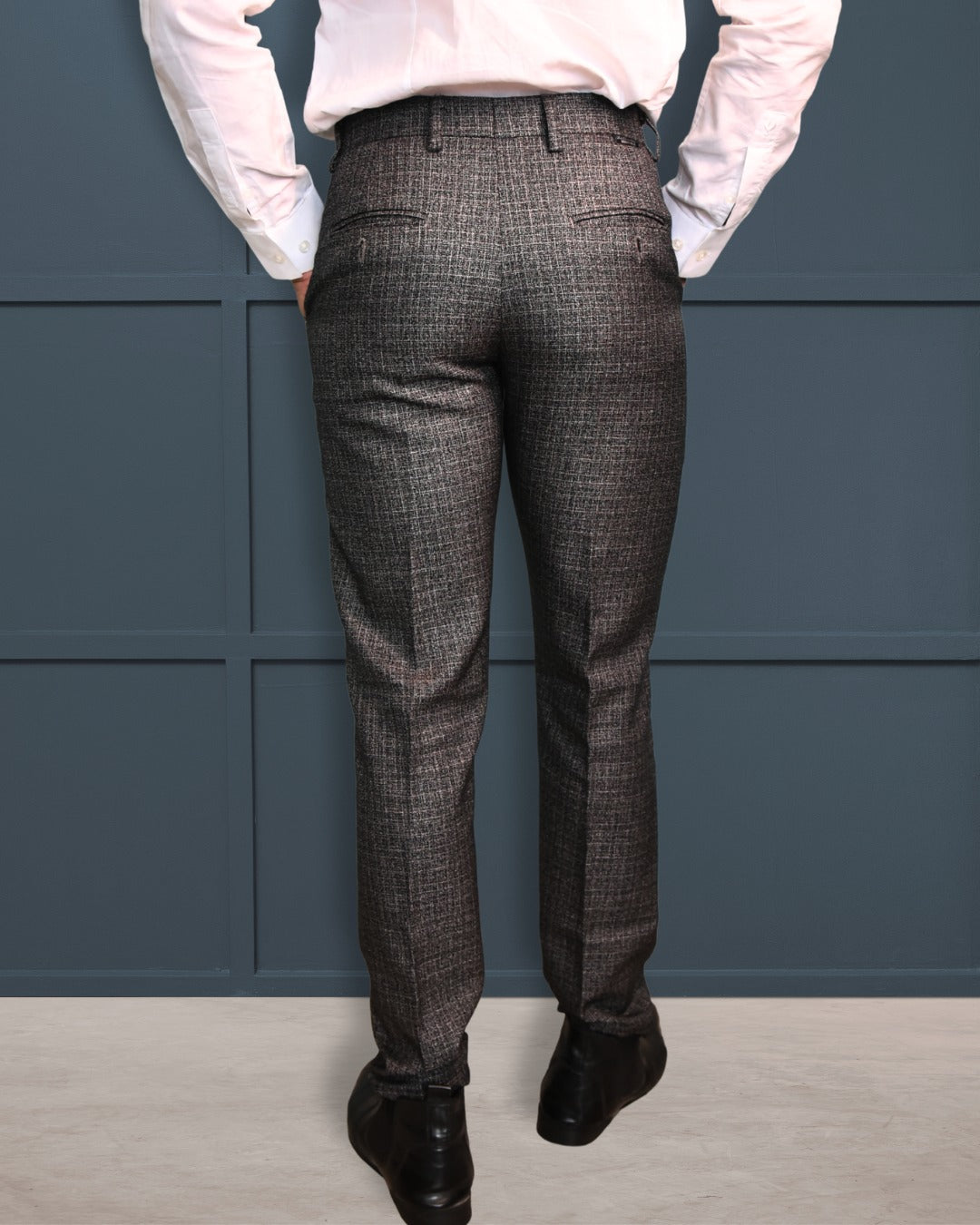 Bodyfuelz Storm Grey Checks Formal Trousers