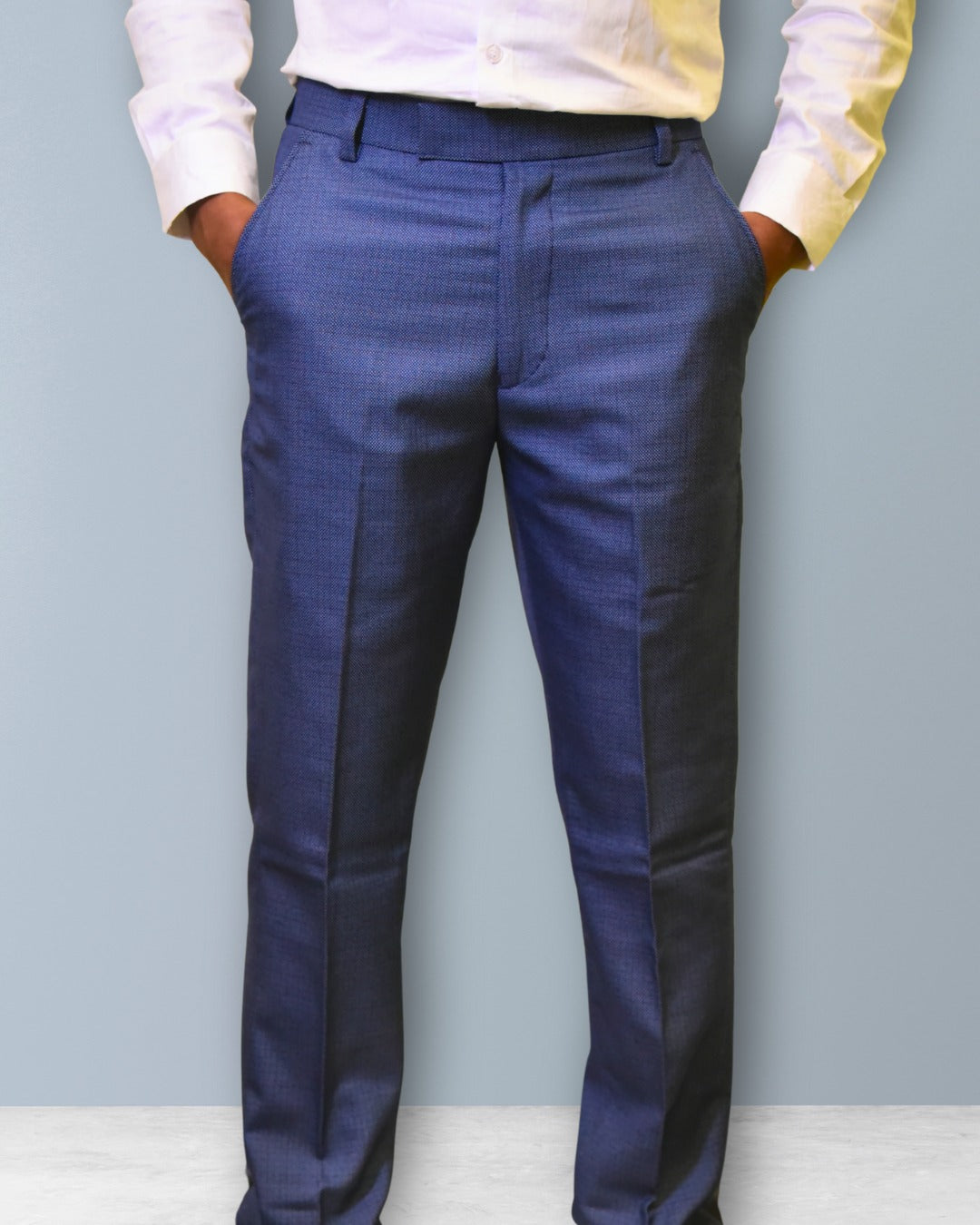 Bodyfuelz Steel Blue dotted Checks Formal Trousers