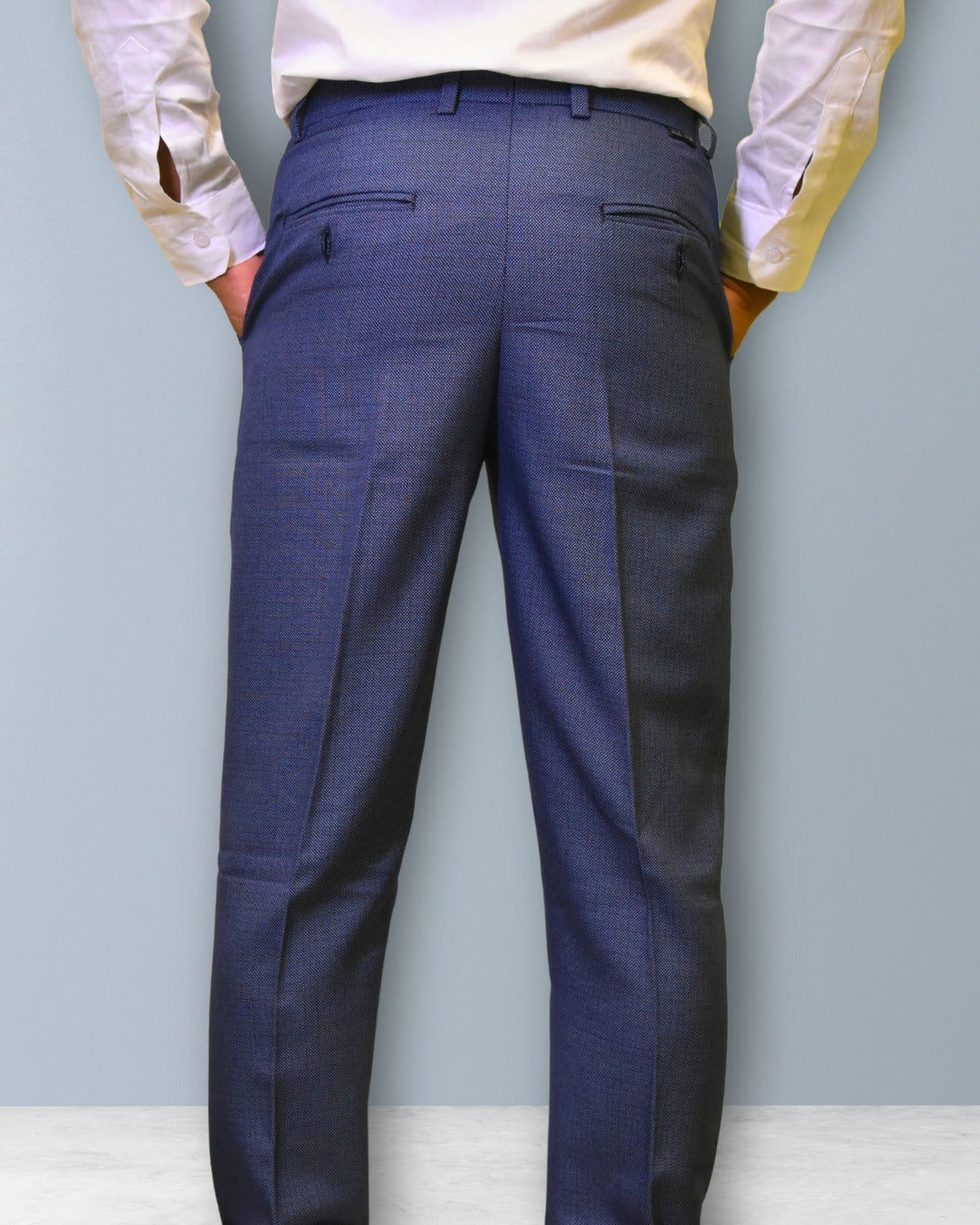 Bodyfuelz Steel Blue dotted Checks Formal Trousers