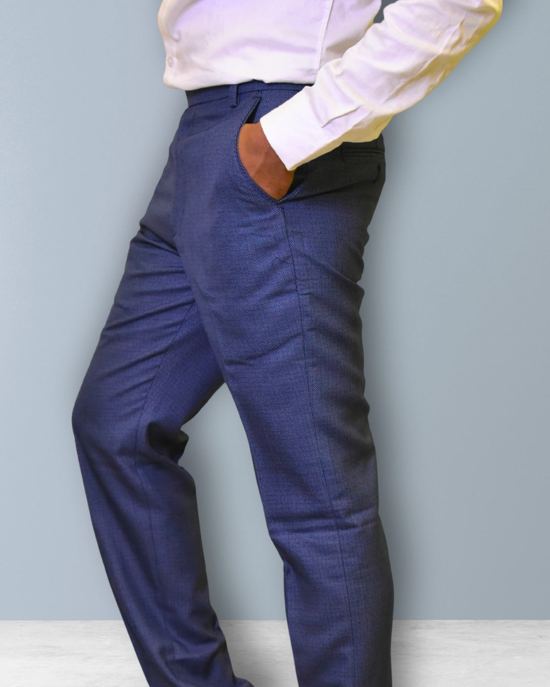 Bodyfuelz Steel Blue dotted Checks Formal Trousers