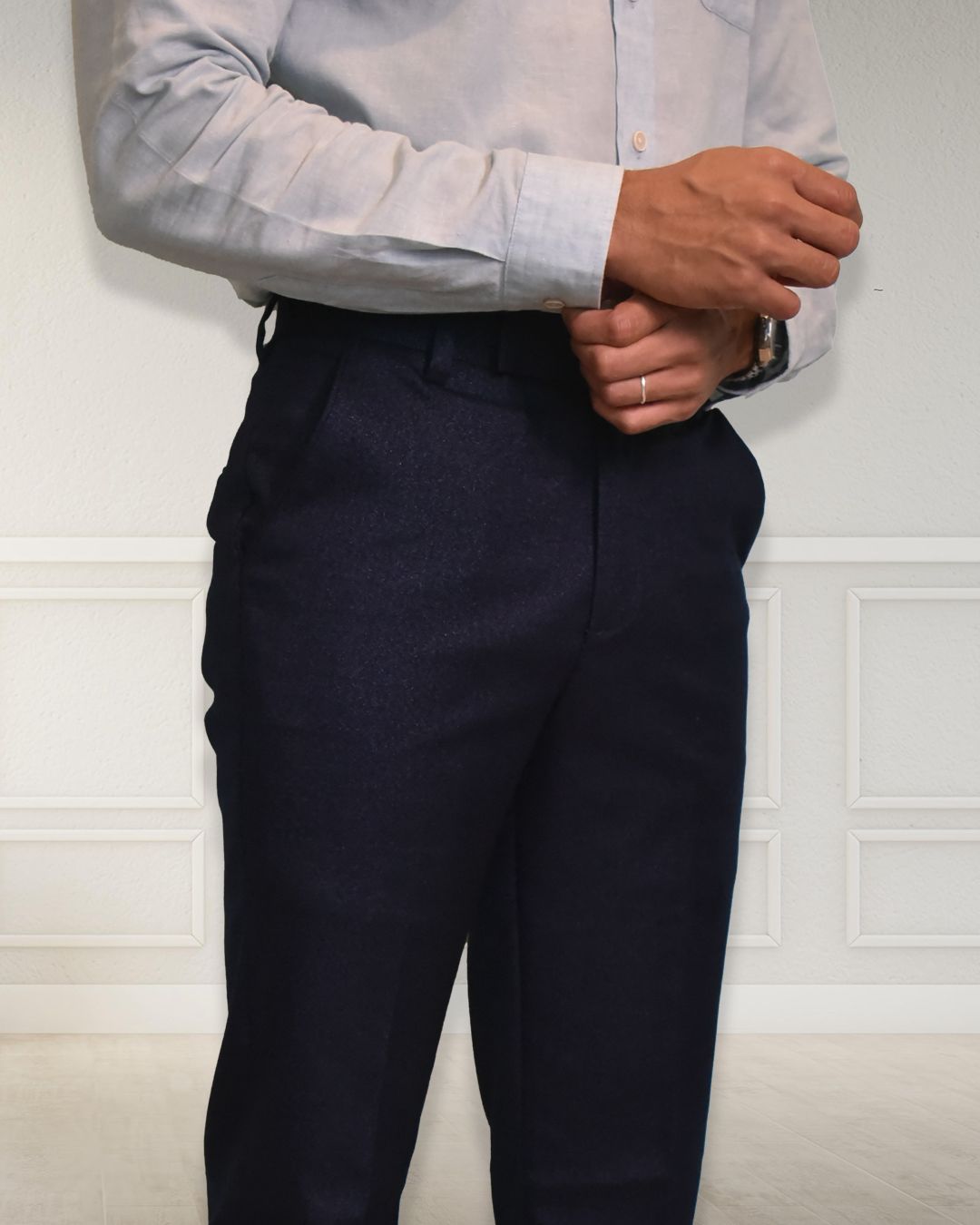 Bodyfuelz Oxford Navy Blue Formal Trousers